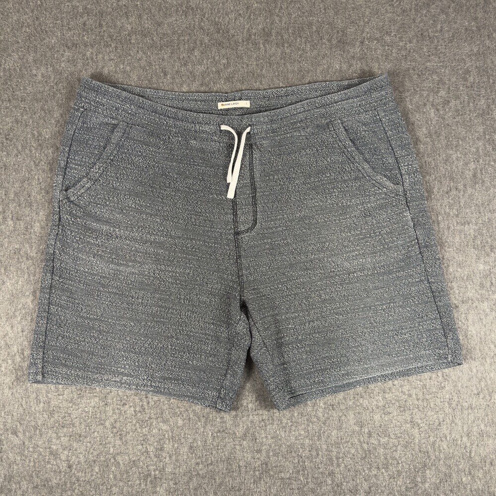 Marine Layer Sweat Shorts Mens Large Gray Knit Organic Cotton Blend Drawstring